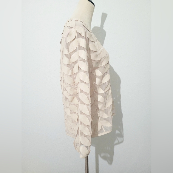 Bagatelle Women's Faux Leather Leaf  Mesh Zip-Up Jacket Size Large Cream Color - Picture 3 of 12